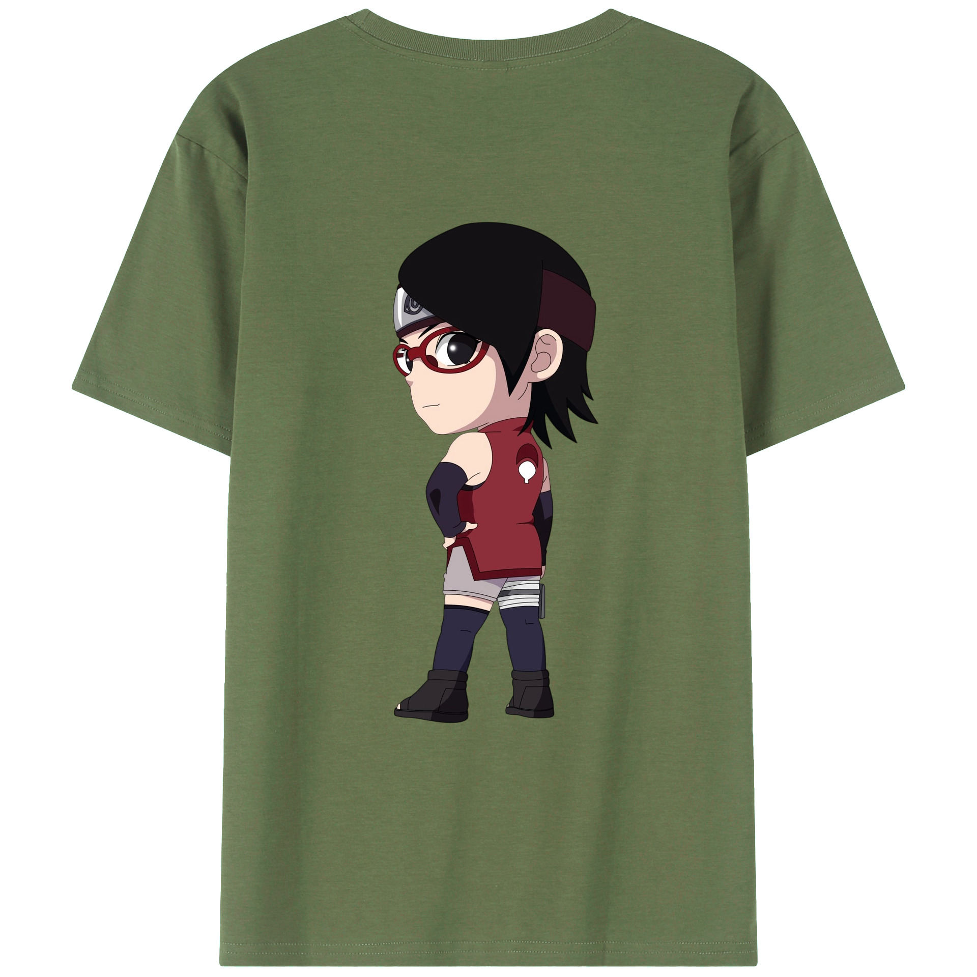（画像用） NARUTO -ナルト- うちは サラダ Uchiha Sarada 綿100％ メンズ半袖Tシャツ（バックプリント） 通気性